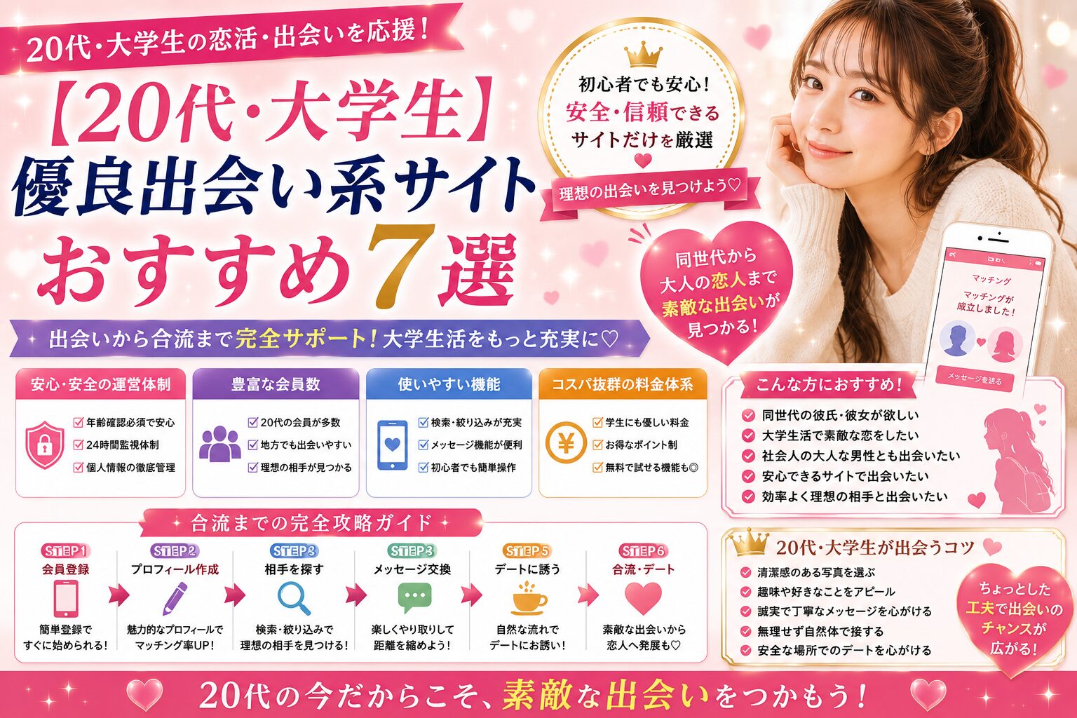 【20代・大学生】優良出会い系サイトおすすめ7選＆合流完全攻略ガイド【2026年最新】
