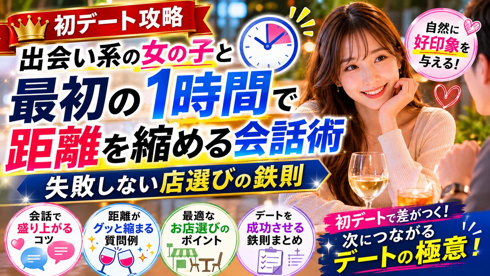 【初デート攻略】出会い系の女の子と最初の1時間で距離を縮める会話術と失敗しない店選びの鉄則