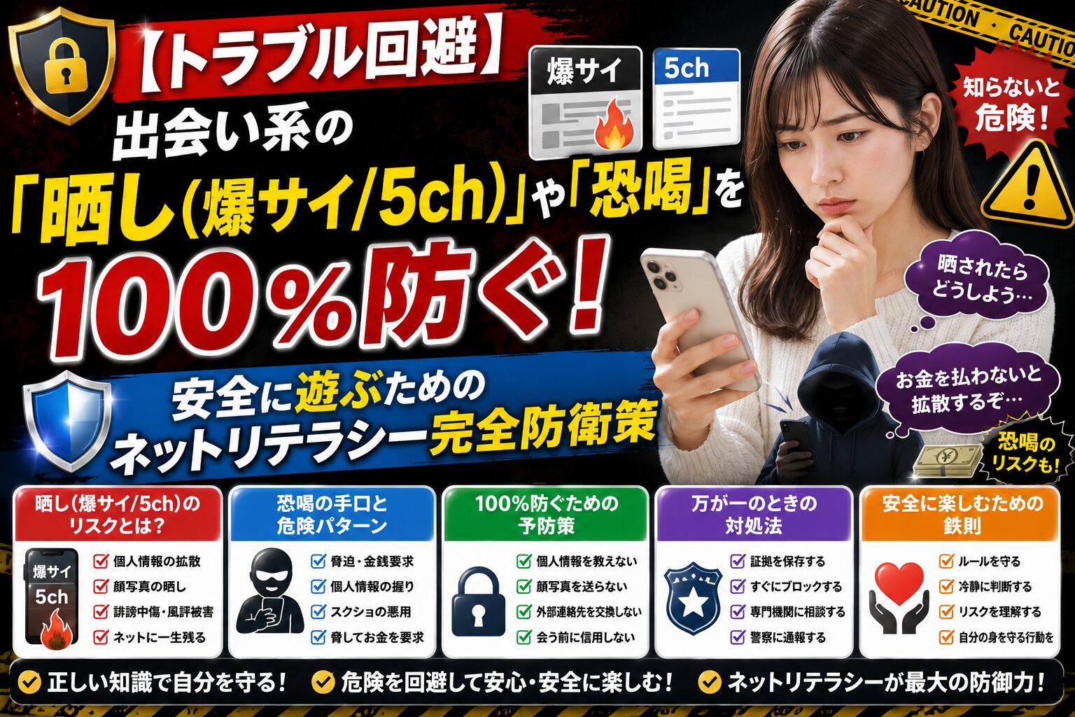 【トラブル回避】出会い系の「晒し(爆サイ/5ch)」や「恐喝」を100%防ぐ!安全に遊ぶためのネットリテラシー完全防衛策