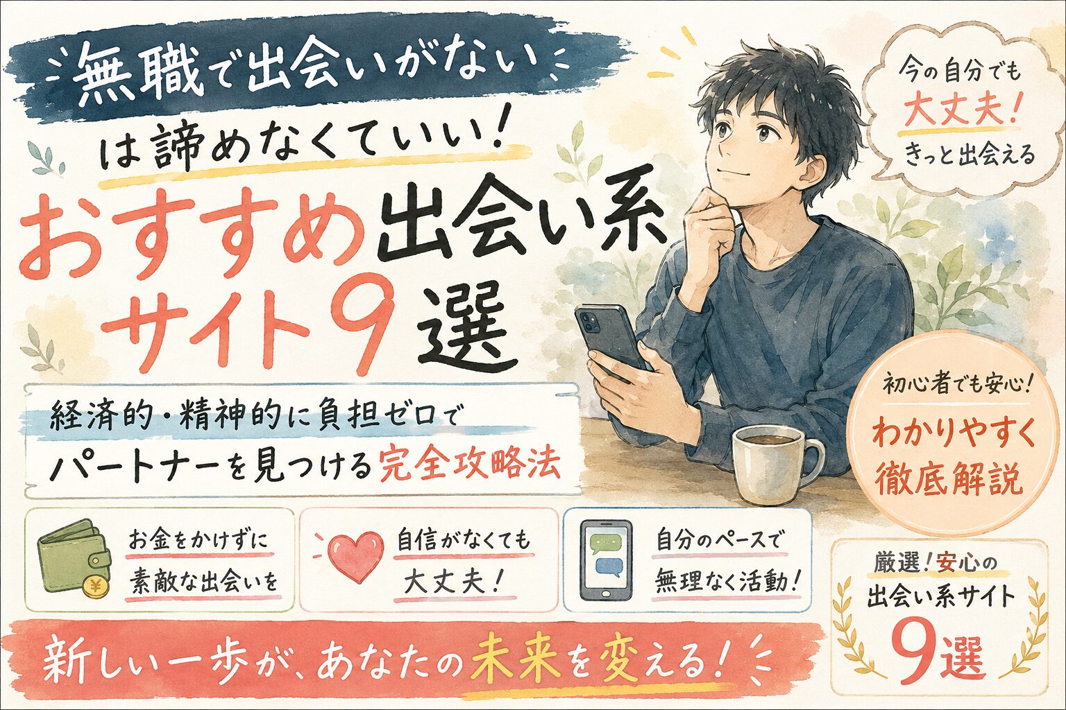 「無職で出会いがない」は諦めなくていい！おすすめ出会い系サイト9選と経済的・精神的に負担ゼロでパートナーを見つける完全攻略法