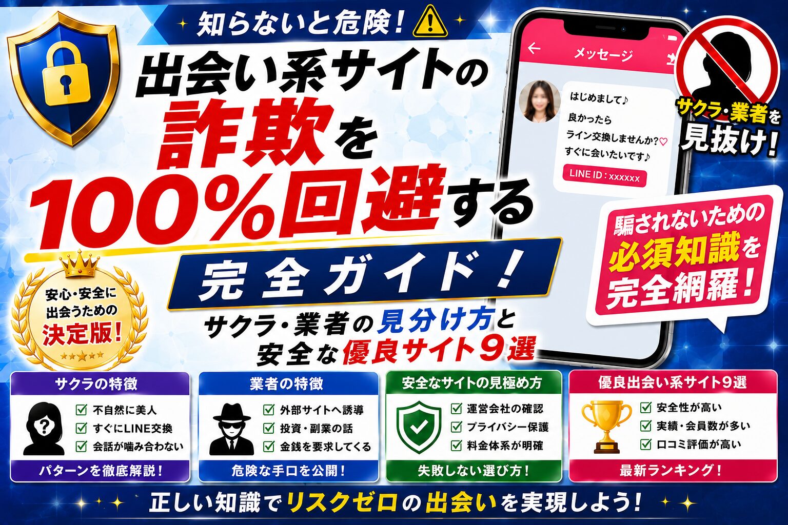 【2026年最新】出会い系サイトの詐欺を100%回避する完全ガイド!サクラ・業者の見分け方と安全な優良サイト9選