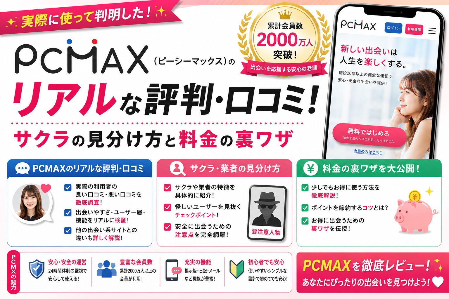 【2026年最新】PCMAX（ピーシーマックス）のリアルな評判・口コミ！実際に使って判明したサクラの見分け方と料金の裏ワザ