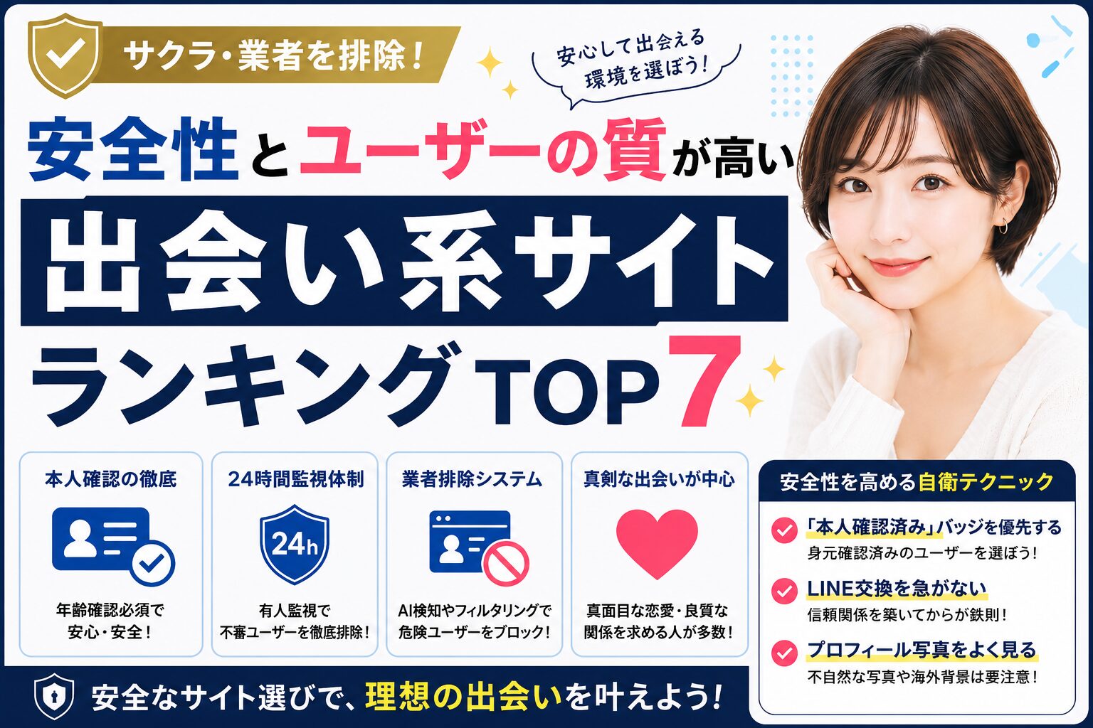 【2026年最新】サクラ・業者を排除！安全性とユーザーの質が高い出会い系サイトランキング