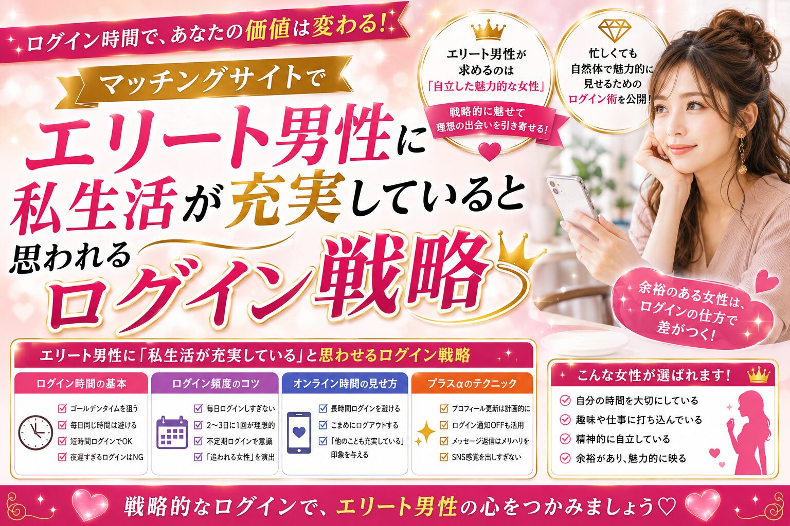 マッチングサイトでエリート男性に私生活が充実していると思われるログイン戦略