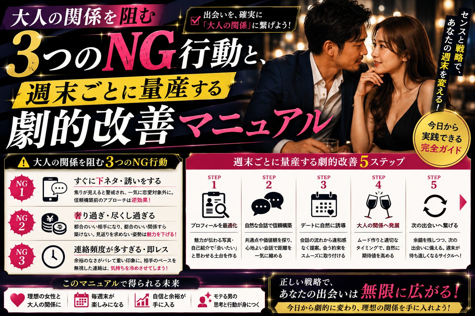 大人の関係を阻む3つのNG行動と、週末ごとにセフレを量産する劇的改善マニュアル