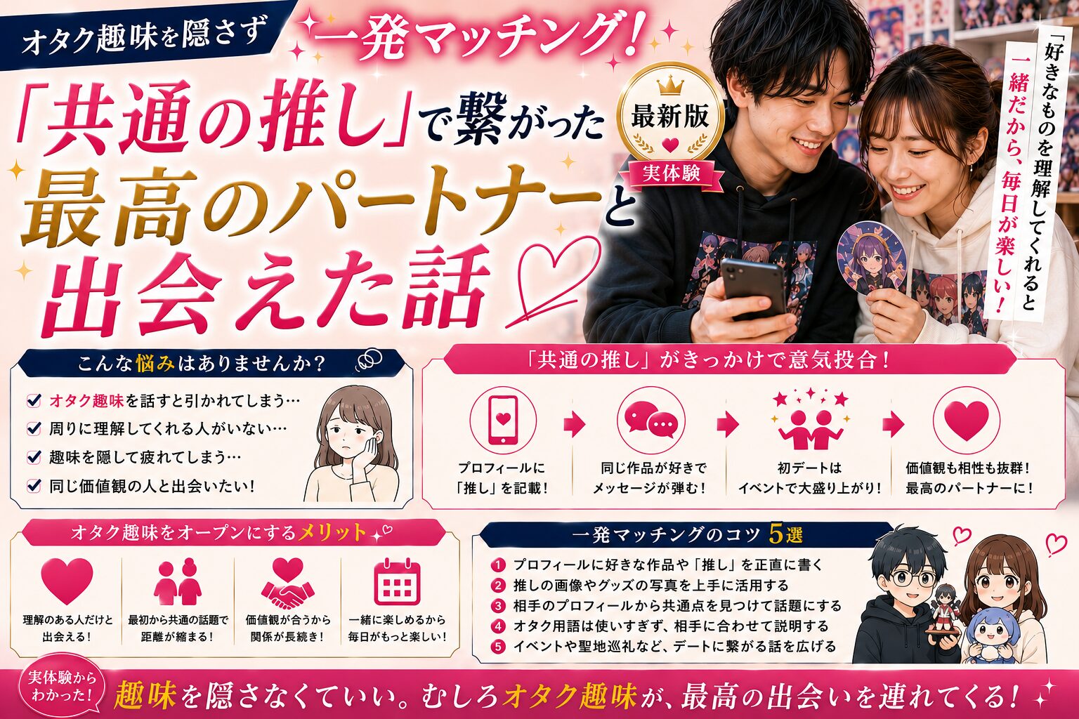 オタク趣味を隠さず一発マッチング!「共通の推し」で繋がった最高のパートナーと出会えた話